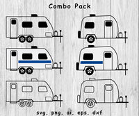 RV Camper, Trailer Combo Pack - SVG, PNG, AI, EPS, DXF Files