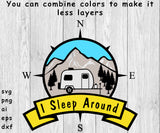 RV, I Sleep Around - SVG, PNG, AI, EPS, DXF Files for Cut Projects