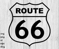 Route 66 Logo - SVG, PNG, AI, EPS, DXF files for cut projects