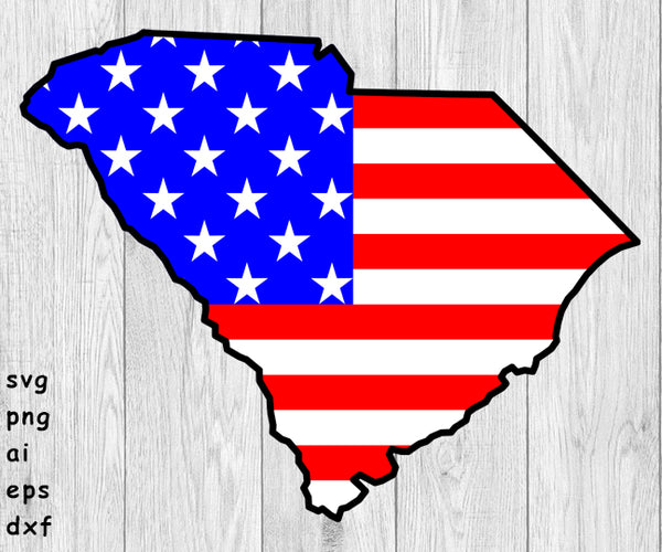 South Carolina State Outline Flag - SVG, PNG, AI, EPS, DXF Files for Cut Projects