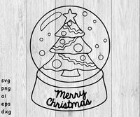 Christmas Snow Globe - SVG, PNG, AI, EPS, DXF Files for Cut Projects
