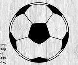 Soccer Ball - svg, png, ai, eps and dxf files for; Auto Decals, Vinyl Decals, Printing, T-shirts, CNC, Cricut and other cut files