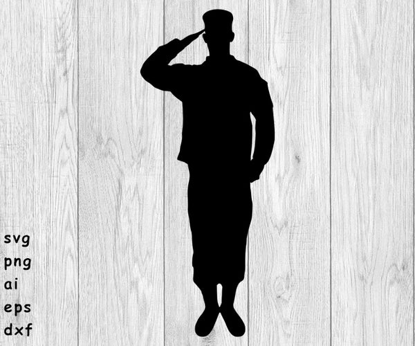 Soldier, Saluting Soldier - SVG, PNG, AI, EPS, DXF Files for Cut Projects