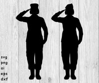 Female Soldier, Female Saluting Soldier - SVG, PNG, AI, EPS, DXF Files