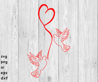Valentine's Day Doves - SVG, PNG, AI, EPS, DXF Files