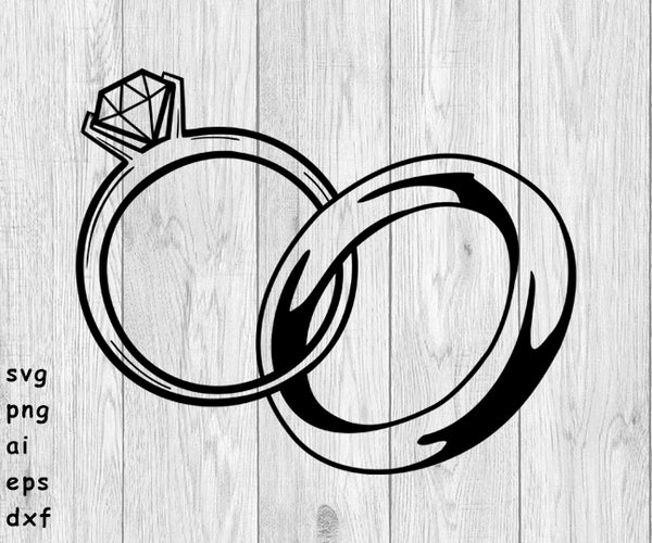 Wedding Rings - SVG, PNG, AI, EPS, DXF Files for Cut Projects