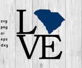 Love South Carolina - SVG, PNG, AI, EPS, DXF Files for Cut Projects