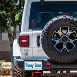 red white and blue jeep hand wave logo sample